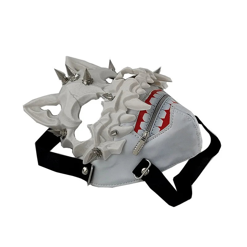 Men Women's White Black Skull Rivet Punk Rock Mask Lady's Breathable Party Cosplay Halloween Mouth-muffle R3279