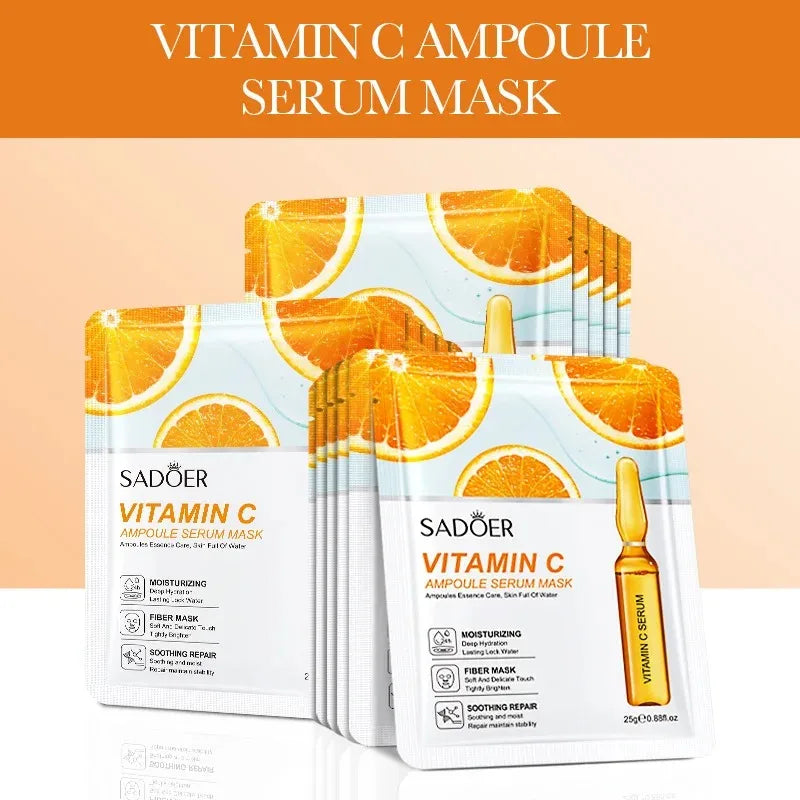 15pcs SADOER 24K Gold Vitamin C Hyaluronic Acid Facial Masks for Face Moisturizing Firming Hydrating Face Mask Facial Skin Care