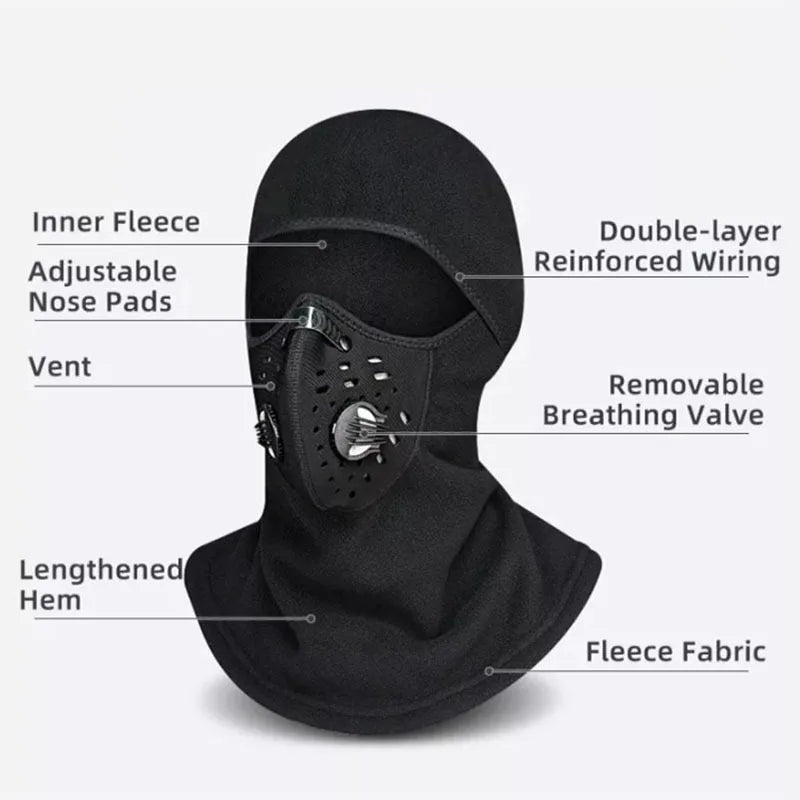 Warm Windproof Motorcycle Riding Face Mask Balaclava Neck Warmer Helmet Compatible Skiing Breath Valve Cycling Face Cover