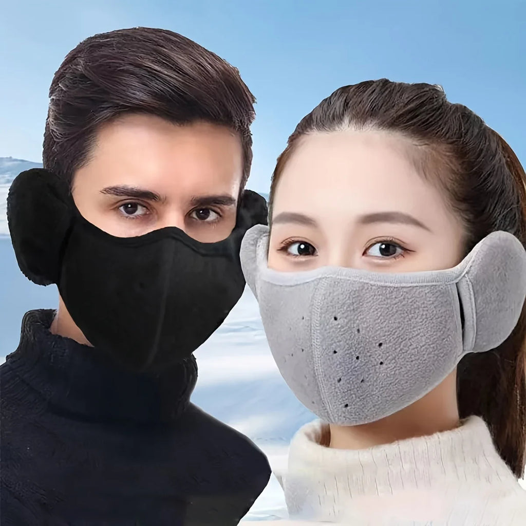 Windproof Cold Proof Face Mask Winter Warm, 3D Fleece Half Face Cover for Motorcycle Bicycle Riding, Breathable Earmuff Mask for Men Women