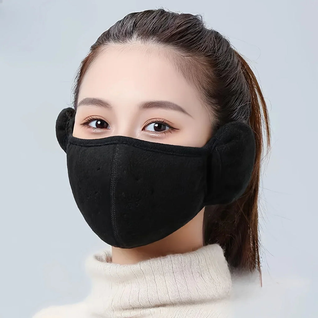 Windproof Cold Proof Face Mask Winter Warm, 3D Fleece Half Face Cover for Motorcycle Bicycle Riding, Breathable Earmuff Mask for Men Women