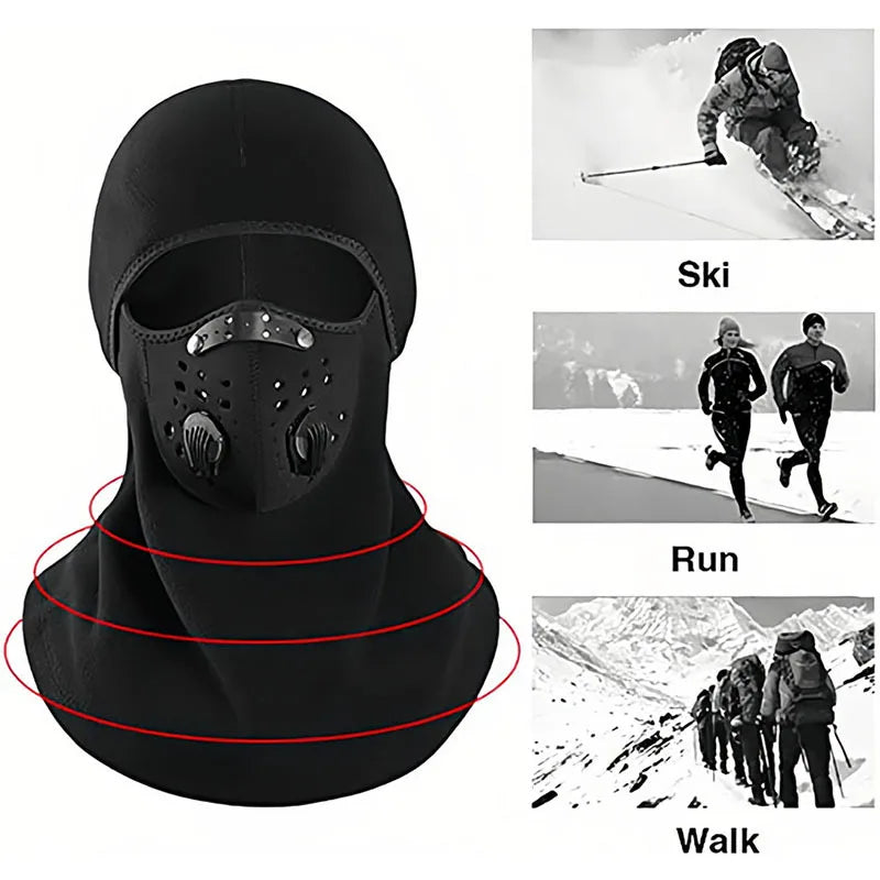 Warm Windproof Motorcycle Riding Face Mask Balaclava Neck Warmer Helmet Compatible Skiing Breath Valve Cycling Face Cover
